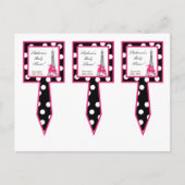 3個のコップのケーキはプードルのパリピンクのエッフェル塔を選びます インビテーションポストカード (正面)