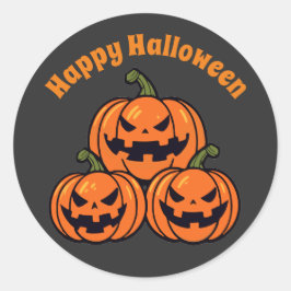 3個のジャックオランタンカボチャ ラウンドシール
