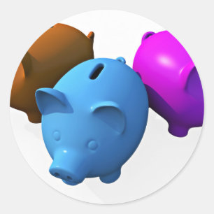 3個の小さい貯金箱 ラウンドシール