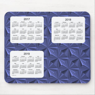 3個の年2017-2019の青のダイヤモンドのカレンダーのマウスパッド マウスパッド