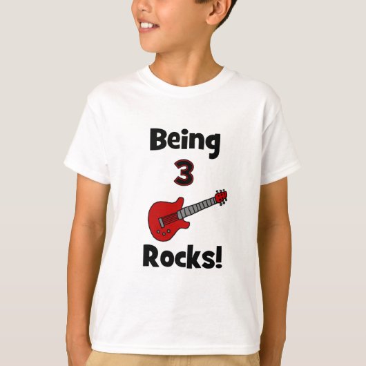 3個の石があります! ギターのロックスターのロッカーを使って Tシャツ (正面)