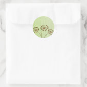 3個の茶色のタンポポの秋の花のステッカー ラウンドシール (バッグ)