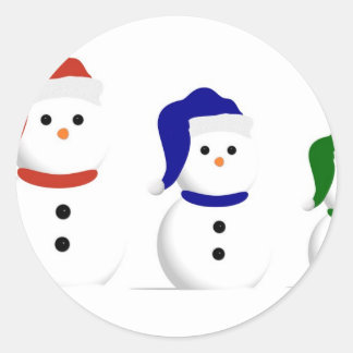 3個の雪だるま ラウンドシール