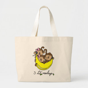 3個のLi'l猿のTシャツおよびギフト ラージトートバッグ