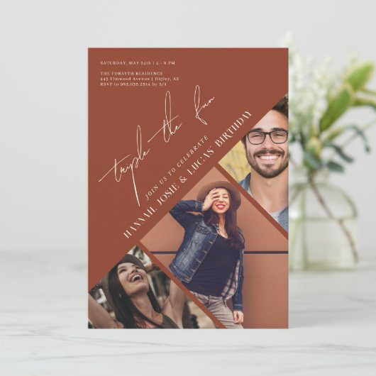 3倍のおもしろい | 三モダン人誕生日 招待状 (スタンド正面)