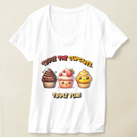3倍のカップケーキおもしろい! Tシャツ (レイダウン)