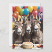 3倍の喜び:ロバの三つ子の誕生日パーティー 招待状 (正面)