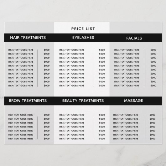 3倍サロンスパプロフェッショナル価格表 チラシ (正面)