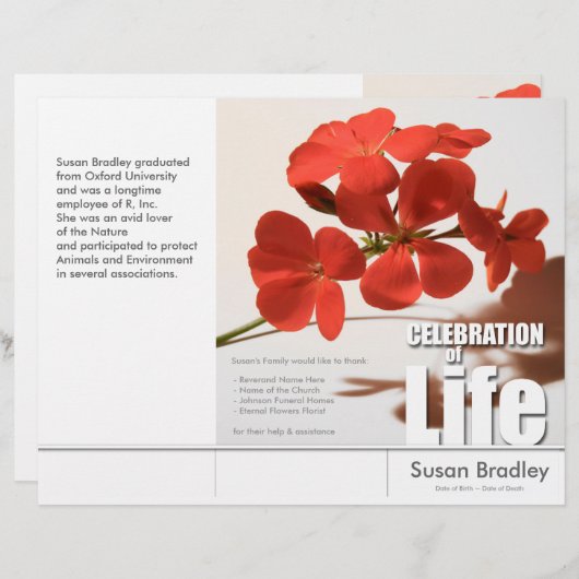 3倍ゼラニウム記念事業のチラシ (正面/裏面)