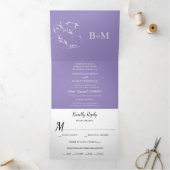 3倍パーソナライズされた結婚式招待状 三つ折り招待状 (内部)