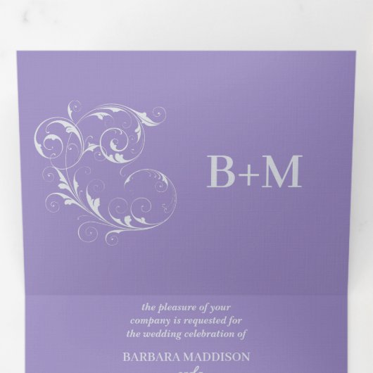 3倍パーソナライズされた結婚式招待状 三つ折り招待状 (内部最初)