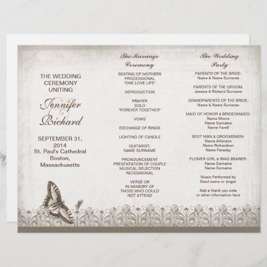 3倍ヴィンエレガントテージ結婚式プログラム (正面/裏面)