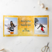 3倍金ゴールドメリークリスマスダブルフォトカード 三つ折りクリスマスカード (内部)