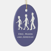 3兄弟:紙カットアウトスタイル少年 セラミックオーナメント (右)