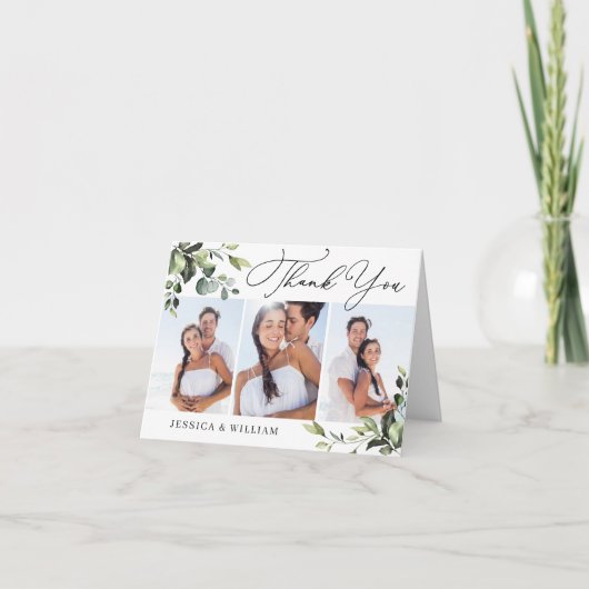 3光ユーカリエレガントプトゥス水彩色フローラQR サンキューカード