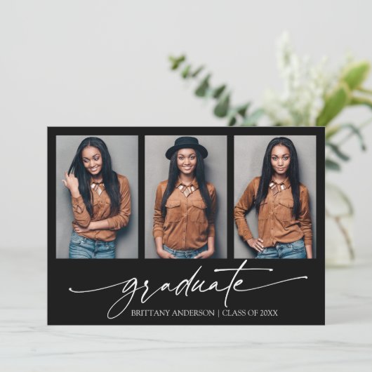 3光書モダン墨書卒業 案内状 (スタンド正面)