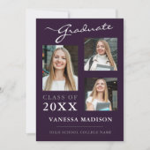 3光紫モダンエレガント卒業式 案内状 (正面)