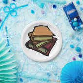 3冊の古書が重ね合わされた ペーパープレート (パーティー)