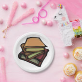 3冊の古書が重ね合わされた ペーパープレート (パーティー)