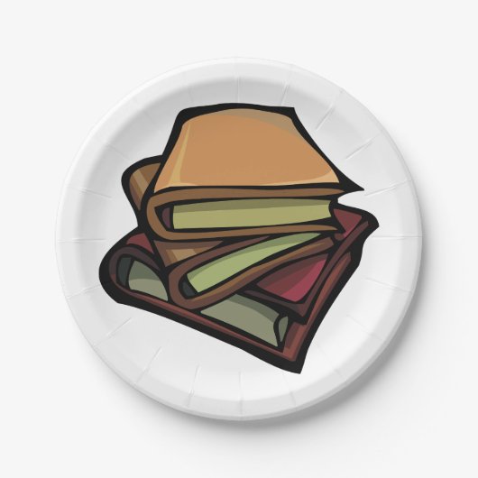 3冊の古書が重ね合わされた ペーパープレート (正面)