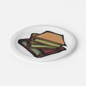 3冊の古書が重ね合わされた ペーパープレート (アングル)