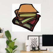 3冊の古書が重ね合わされた ポスター (ホームオフィス)