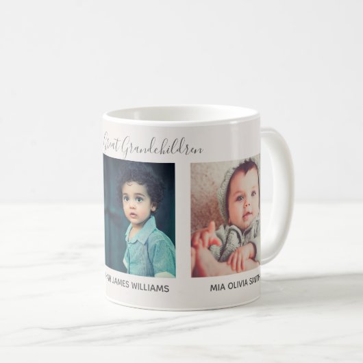 3写真おばあちゃんの孫素晴らしの名前Mug コーヒーマグカップ (正面右)