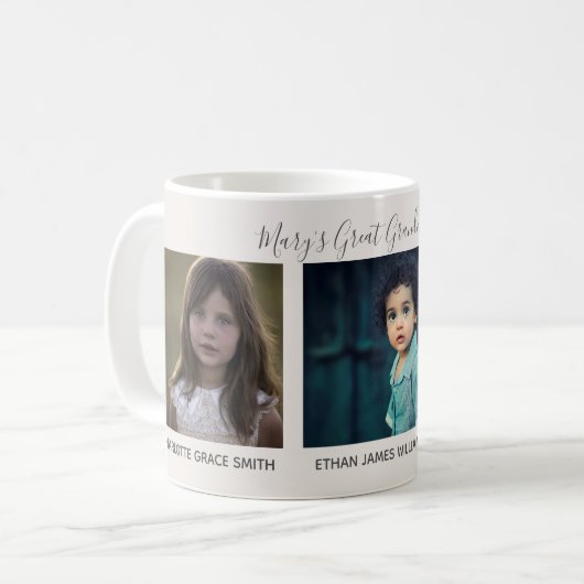 3写真おばあちゃんの孫素晴らしの名前Mug コーヒーマグカップ (正面左)