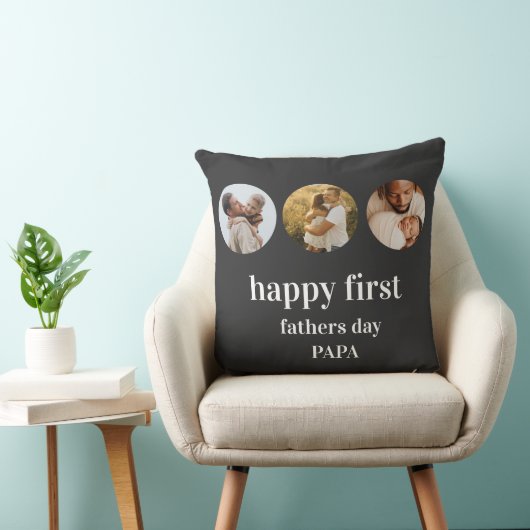 3写真おもしろいコラージュ幸せなファースト・ファーザー日パパ クッション (椅子)