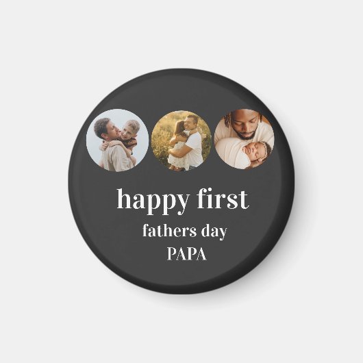 3写真おもしろいコラージュ幸せなファースト・ファーザー日パパ マグネット (正面)