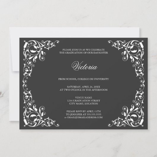 3写真と渦巻き型卒業発表 招待状 (裏面)