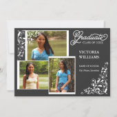 3写真と渦巻き型卒業発表 招待状 (正面)