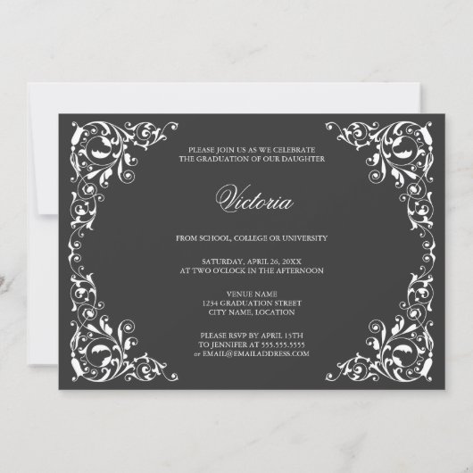 3写真と渦巻き型卒業発表 招待状 (裏面)