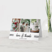 3写真のコラージュのモダンな結婚式のサンキューカード サンキューカード (正面)