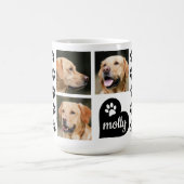 3写真のコラージュ犬の名前の黒のハート コーヒーマグカップ (中央)