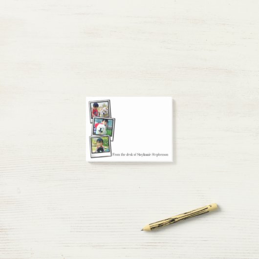 3写真の即刻フレームの名前入りな写真 ポストイット (デスク上)