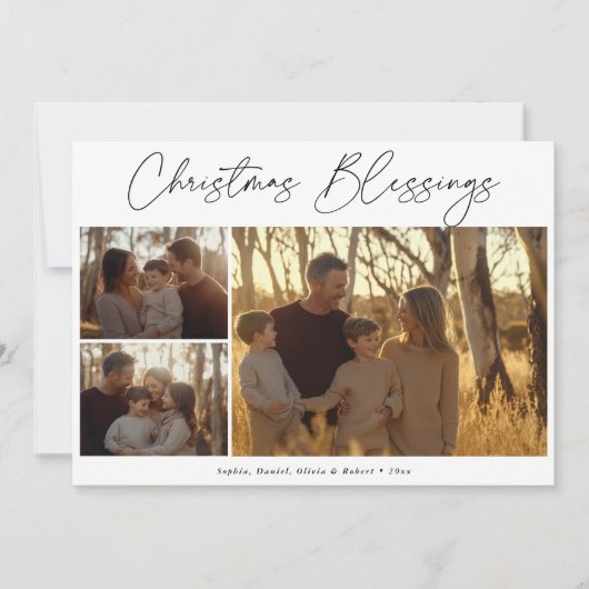 3写真の宗教的なスクリプトクリスマス恵み シーズンカード (正面)