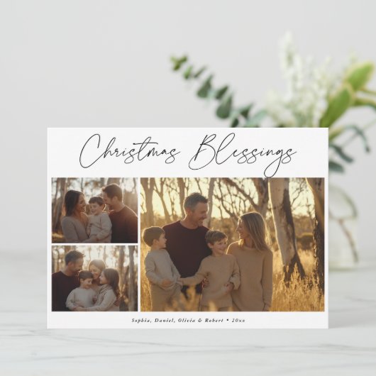 3写真の宗教的なスクリプトクリスマス恵み シーズンカード (スタンド正面)