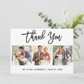 3写真を結婚するモダンなブラシの原稿 サンキューカード (スタンド正面)