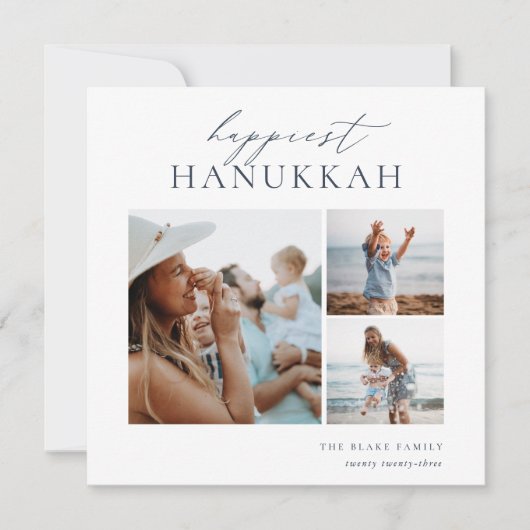 3写真エレガントコラージュ最も幸せなハヌカー シーズンカード (正面)