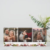 3写真エレガントブルゴーニュ金ゴールド水彩フローラ セーブザデート (スタンド正面)