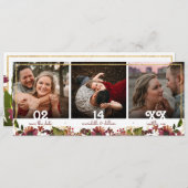 3写真エレガントブルゴーニュ金ゴールド水彩フローラ セーブザデート (正面/裏面)