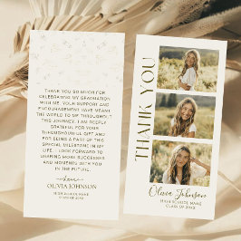 3写真エレガントミニマル卒業式 サンキューカード