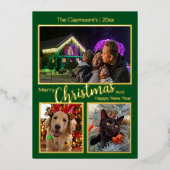 3写真エレガントメリークリスマスハッピーニューイヤー 箔シーズンカード (正面)