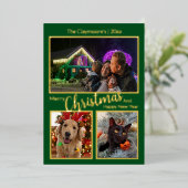 3写真エレガントメリークリスマスハッピーニューイヤー 箔シーズンカード (立ち正面)