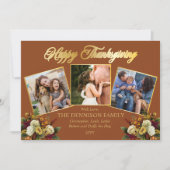 3写真エレガント家族フローラハッピー感謝祭 シーズンカード (正面)