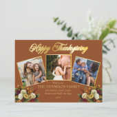 3写真エレガント家族フローラハッピー感謝祭 シーズンカード (スタンド正面)