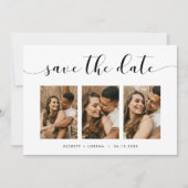 3写真エレガント日付の保存 案内状 (正面)