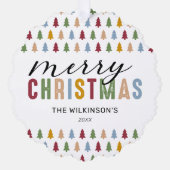 3写真カラフルメリークリスマス オーナメントカード (正面)