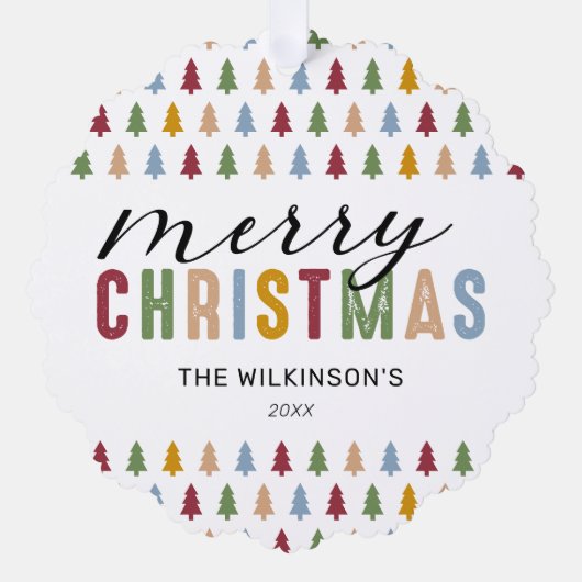 3写真カラフルメリークリスマス オーナメントカード (正面)